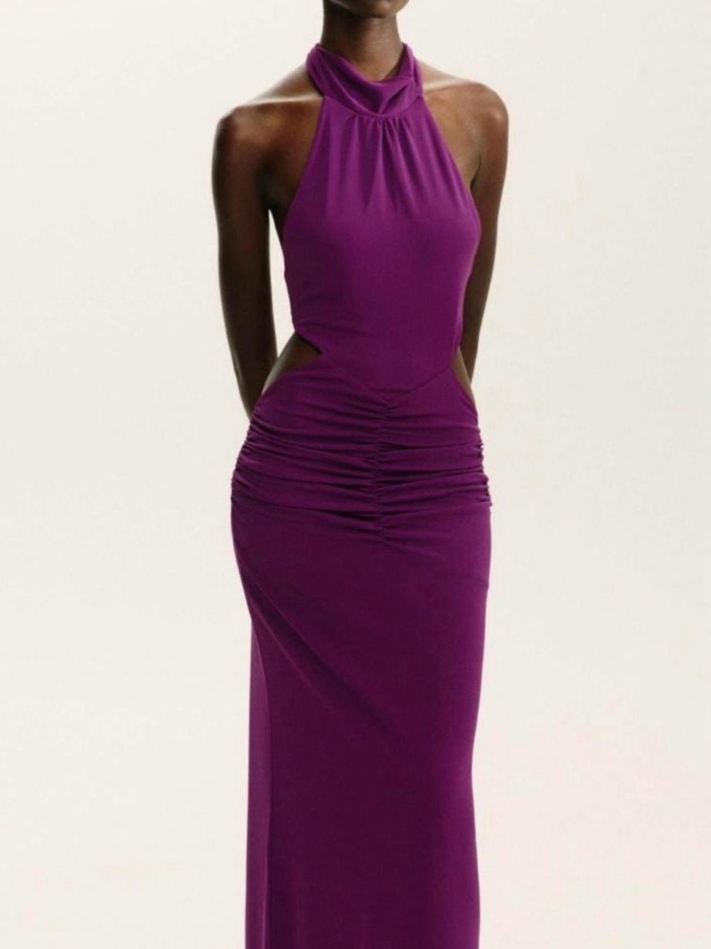 Zara Backless Halter Maxi Dress in Purple
